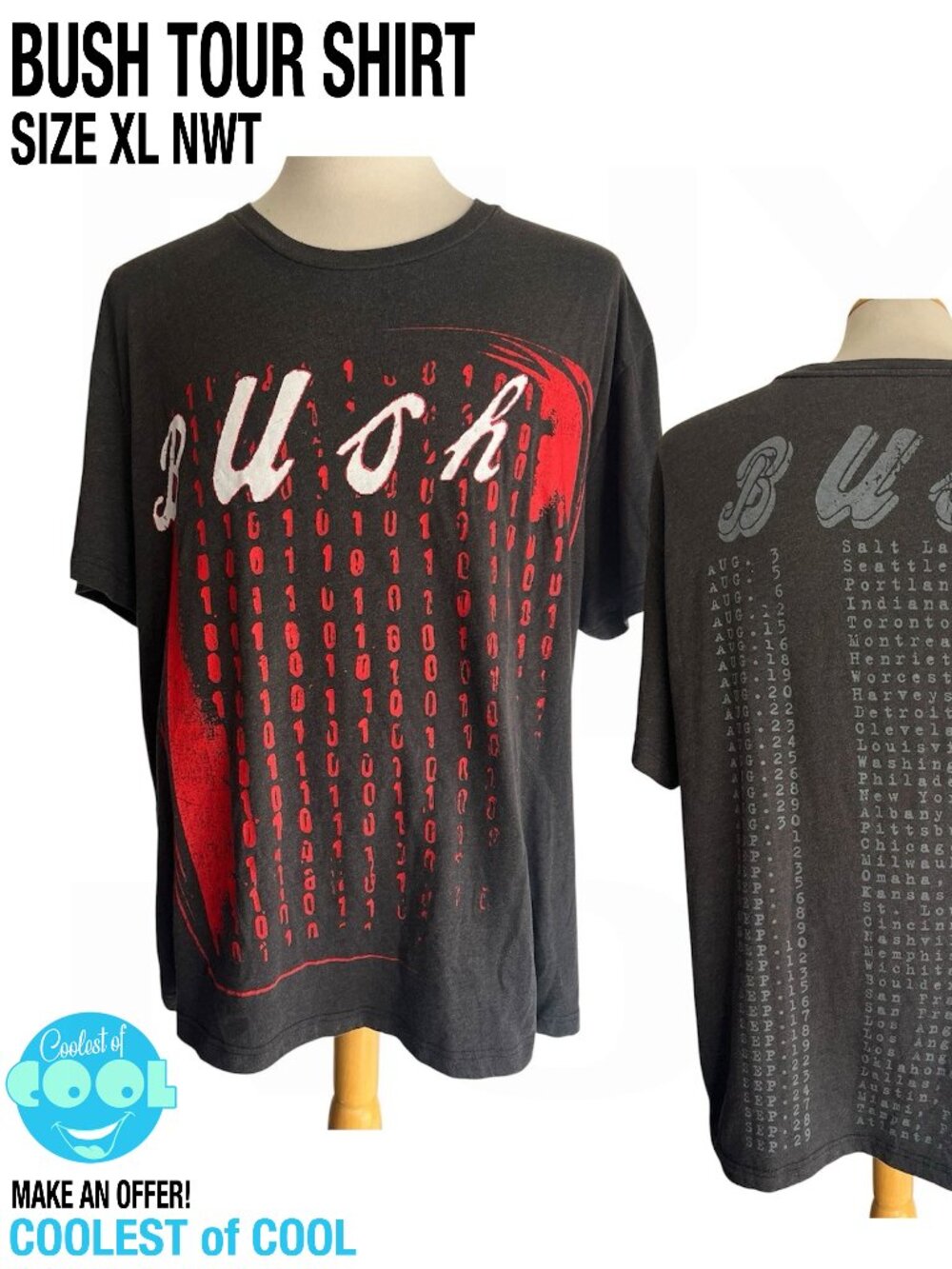 BUSH Sixteen Stone 30th Anniversary 2024 Tour Dates T-Shirt Size XL licensed NWT